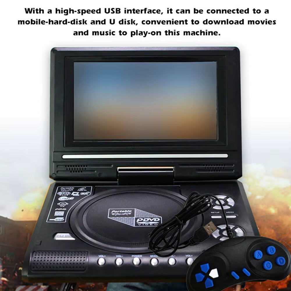 7.8Inch 16:9 Widescreen DVD Player 270° Rotatable LCD Screen Home Car TV DVD Player Portable VCD MP3 Viewer with Game Function