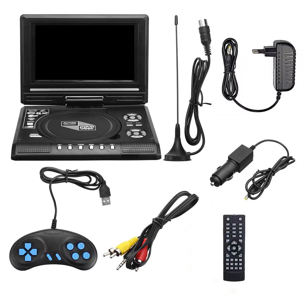 7.8Inch 16:9 Widescreen DVD Player 270° Rotatable LCD Screen Home Car TV DVD Player Portable VCD MP3 Viewer with Game Function